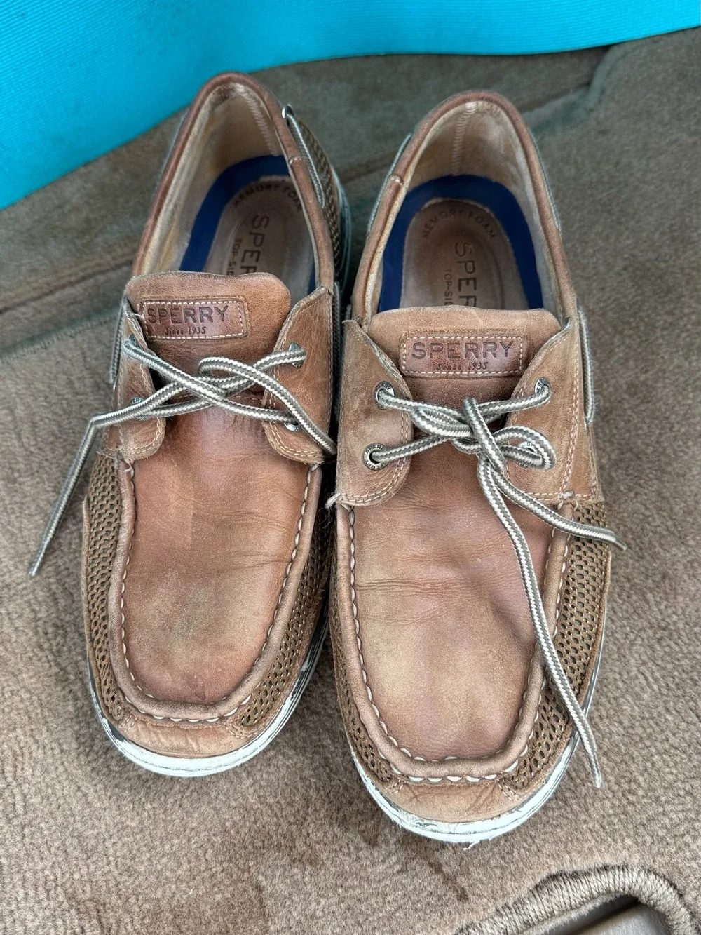 Sperry Brown Mesh Leather Men's Boat Shoes
